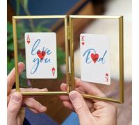 Hands & Hearts Love you Dad playing cards print - 'Book' style gold frame