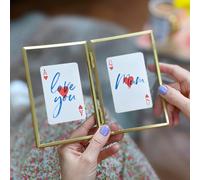 Hands & Hearts Love you Mum playing cards gift set - 'Book' style gold frame - Gold colour