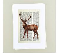 Hands & Hearts Majestic stag vintage book page art print - No frame