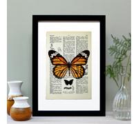 Hands & Hearts Monarch Butterfly Vintage Book Page Art Print - Black