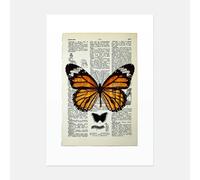 Hands & Hearts Monarch Butterfly Vintage Book Page Art Print - No frame