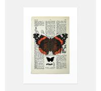 Hands & Hearts Red Admiral butterfly vintage book page art print - No frame