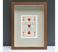 Hands & Hearts Three times a lady playing card print - Light Birch