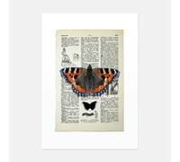 Hands & Hearts Tortoiseshell butterfly vintage book page art print - No frame