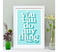 Hands & Hearts You can do anything positivity art print - White frame