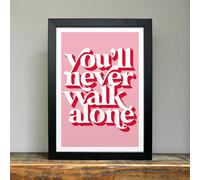 Hands & Hearts You'll never walk alone positivity art print - Black frame