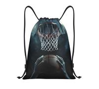 Hands Hold Basketball Under Hoop Light Men Women Drawstring Backpack Waterproof Swimming Bags Adjustable String Backpack For Climbing Gym Sports