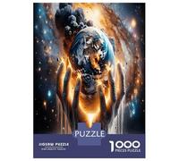Hands Hold Earth 1000 Piece Classic Jigsaw Puzzle Cosmic Care Jigsaw Puzzle Set Thick Cardboard Teen Puzzle Fans 12-18 Logic Skill After-School Party Game Best Gift Lovers 52x38cm/1000pcs