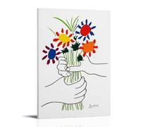 Hands Holding A Bouquet by Pablo Picasso - Cubist Style Flower Art Print for Modern Wall Decor Home Decor Wall Art Hanging Picture Print Bedroom Decorative Paintings Room Frame 16x24inch(40x60cm)