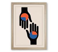 Hands Holding Balance Geometric Framed Wall Art Print A2 (59.4×42cm) Oak, Wall Decor for Living Room, Bedroom, Office & Home, Ready to Hang, Art Gift