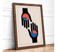 Hands Holding Balance Geometric Framed Wall Art Print A2 (59.4×42cm) Walnut, Wall Decor for Living Room, Bedroom, Office & Home, Ready to Hang, Art Gift