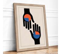 Hands Holding Balance Geometric Framed Wall Art Print A2 Oak | Ready to Hang, Premium Gi Paper, Fade-Resistant Inks, Securely Packaged, UK Made