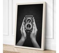 Hands Holding Camera Vintage Canvas Wall Art Print 18x12 Inch (46 x 30 cm)