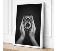 Hands Holding Camera Vintage Canvas Wall Art Print 24x16 Inch | Ready to Hang, Gallery Wrapped, Fade-Resistant Inks, Securely Packaged, UK Made