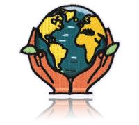 Hands Holding Earth Green Planet Embroidered Patch, Eco Friendly Nature Iron On/Sew On Applique, Environmental Protection Badge for Jackets, Backpacks, Hats, DIY Clothing Decor
