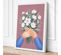 Hands Holding Flowers Canvas Wall Art Print 24x16 Inch | Ready to Hang, Gallery Wrapped, Fade-Resistant Inks, Securely Packaged, UK Made