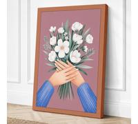 Hands Holding Flowers Modern Canvas Wall Art Print 30x20 Inch (76 x 51 cm)