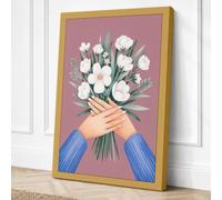 Hands Holding Flowers Modern Canvas Wall Art Print 30x20 Inch (76 x 51 cm)
