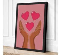Hands Holding Hearts Canvas Wall Art Print 36x24 Inch