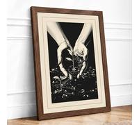 Hands Holding Light Minimalist Framed Wall Art Print A2 Walnut | Ready to Hang, Premium Gi Paper, Fade-Resistant Inks, Securely Packaged, UK Made