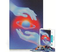 Hands Holding Planet In Space Teenagers 1000 Piece Jigsaw Puzzle Recall Enhancer Indoor Play Pattern Build Room Art (38x26cm)