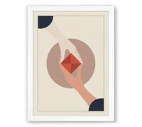 Hands Holding Red Diamond Modern Framed Wall Art Print A1 (84.1×59.4cm) White, Wall Decor for Living Room, Bedroom, Office & Home, Ready to Hang, Art Gift