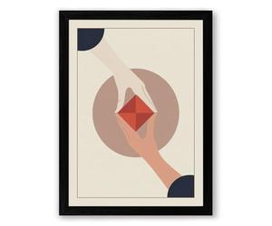 Hands Holding Red Diamond Modern Framed Wall Art Print A3 (42×29.7cm) Black, Wall Decor for Living Room, Bedroom, Office & Home, Ready to Hang, Art Gift
