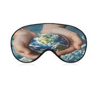 Hands Holding The Earth Eye Mask, Adjustable Strip, Blocks Light Sleep Mask, Sleep Eye Mask for Night Sleeping Travel Nap 8.1 * 4.1 Inches