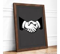 Hands in Agreement Minimalist Framed Wall Art Print A1 (84.1×59.4cm) Walnut, Wall Decor for Living Room, Bedroom, Office & Home, Ready to Hang, Art Gift