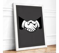 Hands in Agreement Minimalist Framed Wall Art Print A1 (84.1×59.4cm) White, Wall Decor for Living Room, Bedroom, Office & Home, Ready to Hang, Art Gift