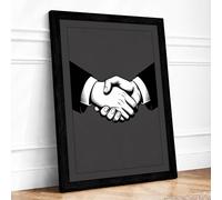 Hands in Agreement Minimalist Framed Wall Art Print A2 (59.4×42cm) Black, Wall Decor for Living Room, Bedroom, Office & Home, Ready to Hang, Art Gift