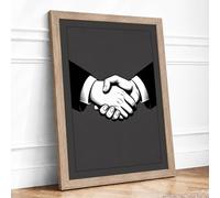 Hands in Agreement Minimalist Framed Wall Art Print A2 (59.4×42cm) Oak, Wall Decor for Living Room, Bedroom, Office & Home, Ready to Hang, Art Gift