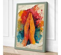 Hands in Prayer Light Canvas Wall Art Print 24x16 Inch