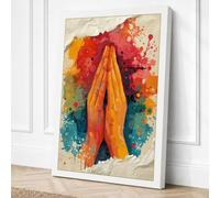 Hands in Prayer Light Canvas Wall Art Print 30x20 Inch