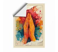 Hands in Prayer Light Minimalist Unframed Wall Art Print A2 (59.4×42cm), Wall Decor for Living Room, Bedroom, Office & Home, Art Gift