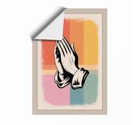 Hands in Prayer Mid-Century Unframed Wall Art Print A1 (84.1×59.4cm), Wall Decor for Living Room, Bedroom, Office & Home, Art Gift