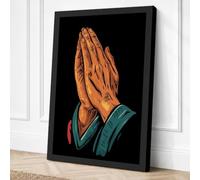Hands in Prayer Minimalist Canvas Wall Art Print 24x16 Inch