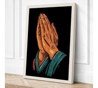 Hands in Prayer Minimalist Canvas Wall Art Print 30x20 Inch