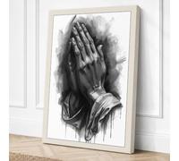 Hands in Prayer Minimalist Canvas Wall Art Print 30x20 Inch