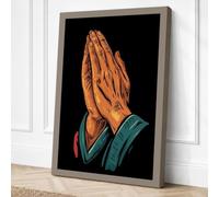 Hands in Prayer Minimalist Canvas Wall Art Print 30x20 Inch