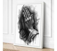 Hands in Prayer Minimalist Canvas Wall Art Print 36x24 Inch