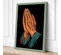 Hands in Prayer Minimalist Canvas Wall Art Print 36x24 Inch