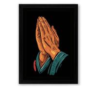 Hands in Prayer Minimalist Framed Wall Art Print A1 (84.1×59.4cm) Black, Wall Decor for Living Room, Bedroom, Office & Home, Ready to Hang, Art Gift
