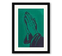 Hands in Prayer Minimalist Framed Wall Art Print A2 (59.4×42cm) Black, Wall Decor for Living Room, Bedroom, Office & Home, Ready to Hang, Art Gift