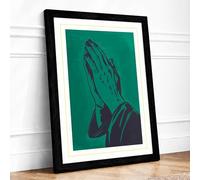 Hands in Prayer Minimalist Framed Wall Art Print A2 Black
