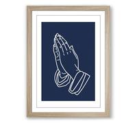 Hands in Prayer Minimalist Framed Wall Art Print A3 (42×29.7cm) Oak, Wall Decor for Living Room, Bedroom, Office & Home, Ready to Hang, Art Gift
