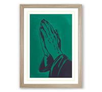 Hands in Prayer Minimalist Framed Wall Art Print A3 (42×29.7cm) Oak, Wall Decor for Living Room, Bedroom, Office & Home, Ready to Hang, Art Gift