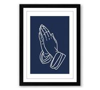 Hands in Prayer Minimalist Framed Wall Art Print A4 (29.7×21cm) Black, Wall Decor for Living Room, Bedroom, Office & Home, Ready to Hang, Art Gift