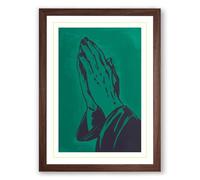 Hands in Prayer Minimalist Framed Wall Art Print A4 (29.7×21cm) Walnut, Wall Decor for Living Room, Bedroom, Office & Home, Ready to Hang, Art Gift