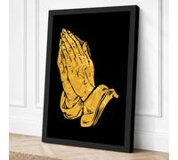 Hands in Prayer Religious Canvas Wall Art Print 30x20 Inch